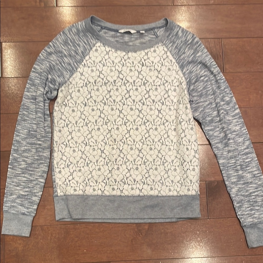Blue and White Lace Sweater